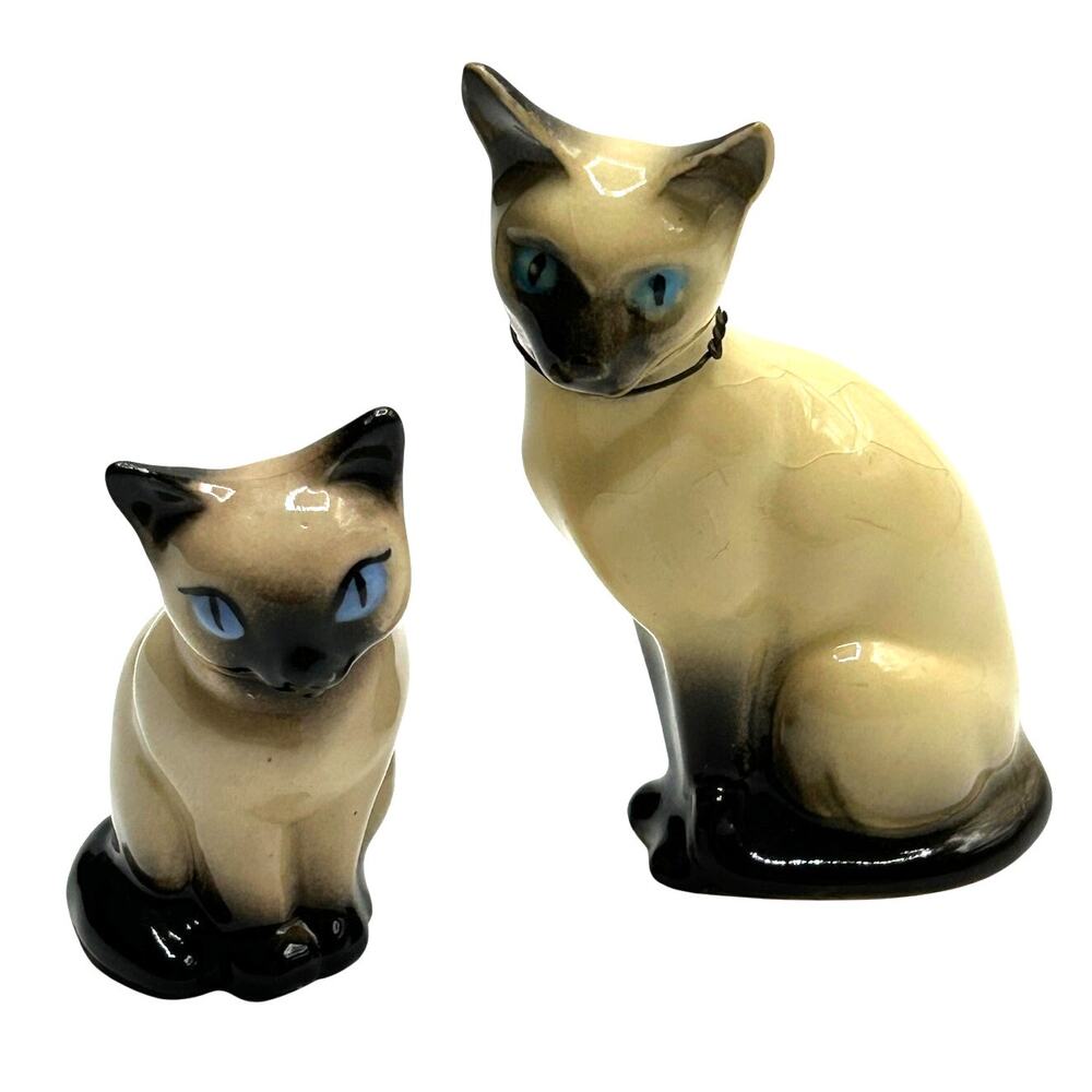 Hagen-Renaker Miniature Siamese Cat Figurines Lot 2 Mid-Century Vintage 1950s‎